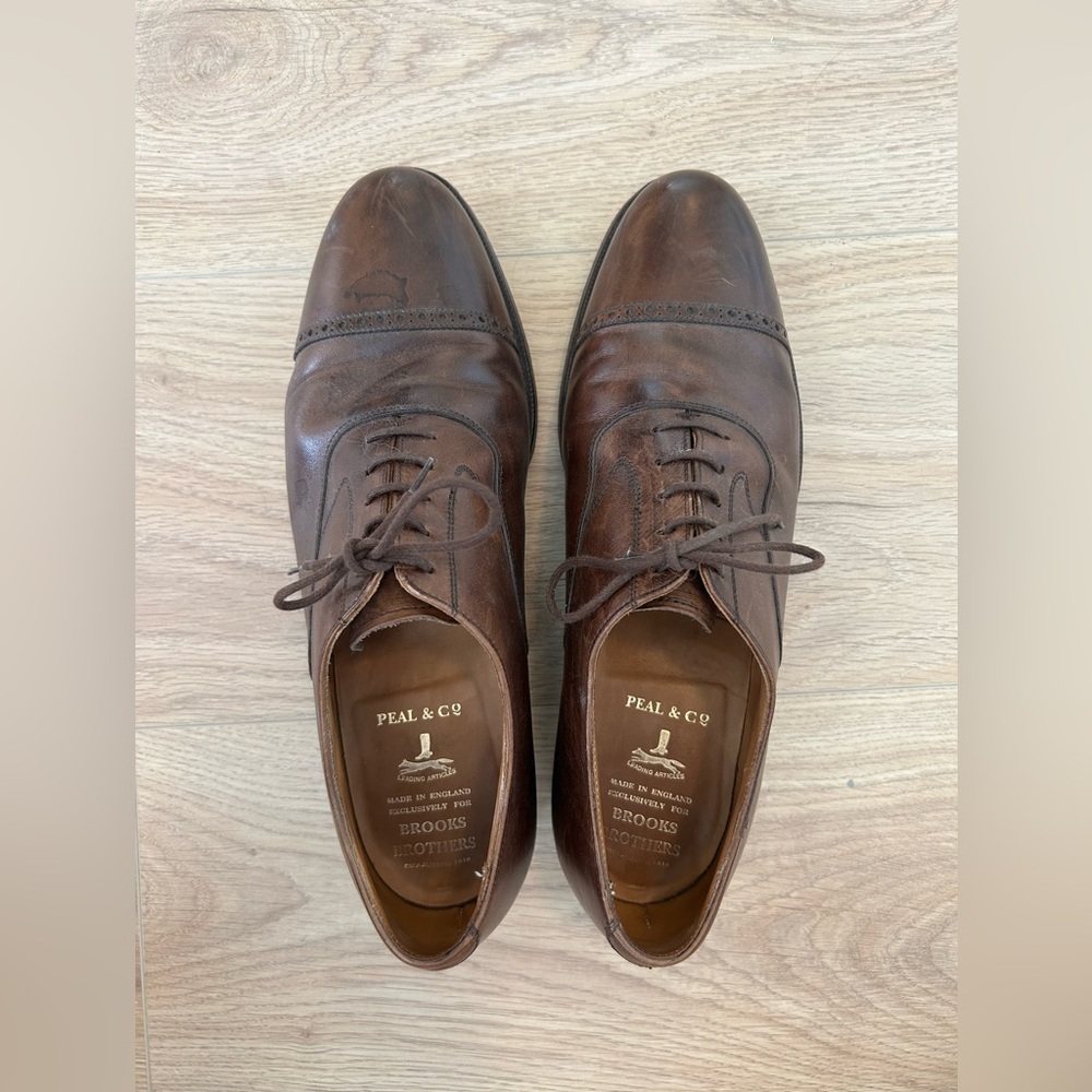 Peal & Co Brooks Brothers Men's Brown Leather Oxford Shoes Size 8.5